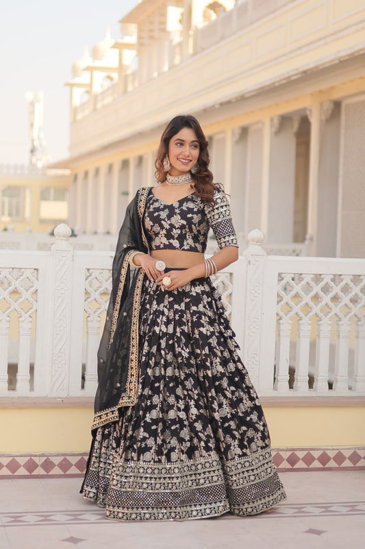 Viscose Jacquard With Embroidered Sequins work Lehenga Choli.