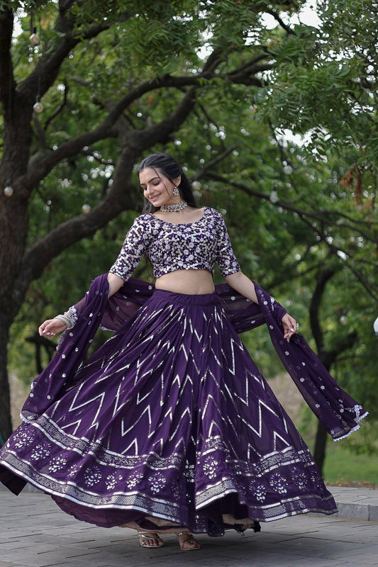 Faux Blooming With Heavy Sequins Work Lehenga Choli.