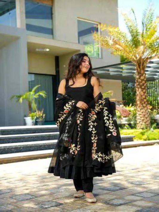 Midnight Black Beautiful Anarkali Drees